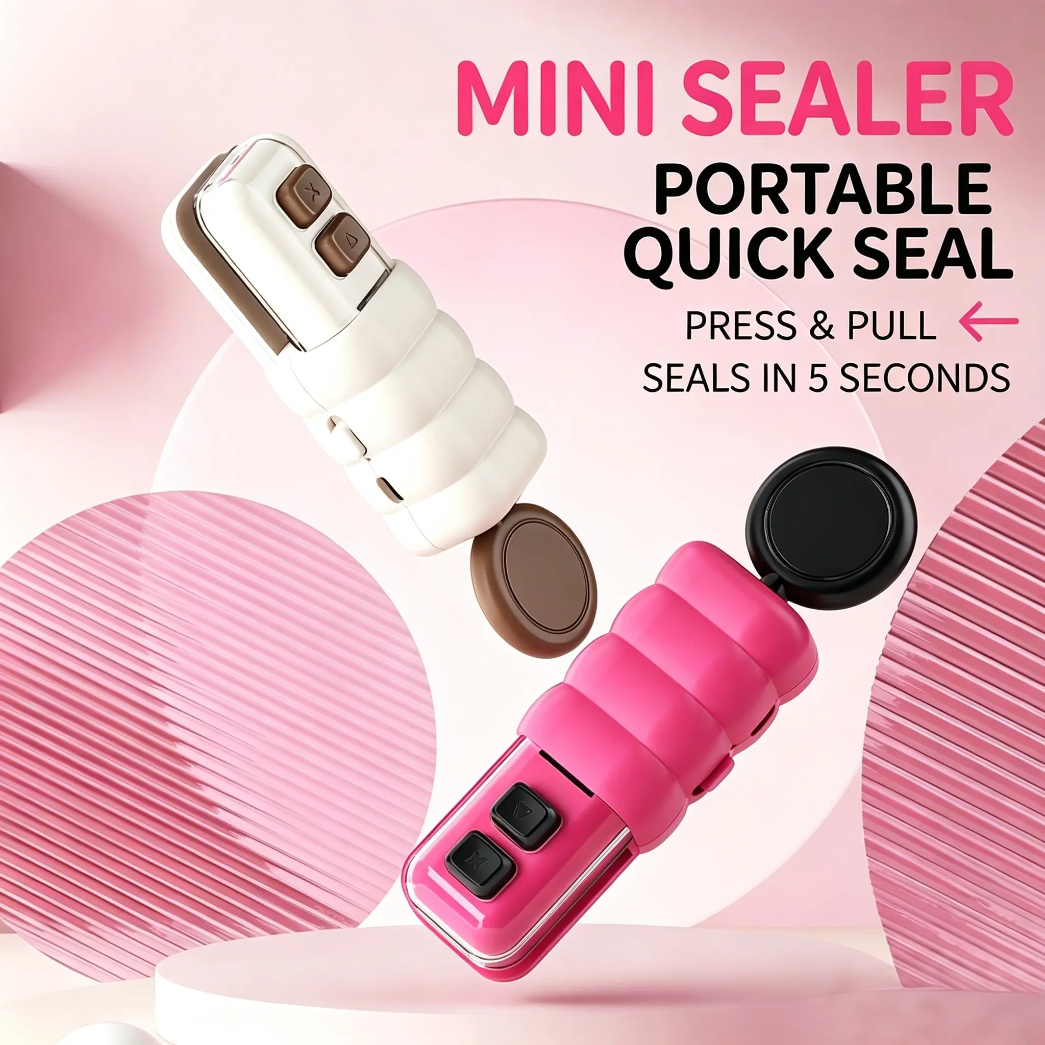 Mini Sealer with Magnetic Back & Bottle Opener, 2‑in‑1 Snack Sealer for Sealing & Opening, Reusable Food Sealer Machine for Moisture‑Proof Snack Preservation