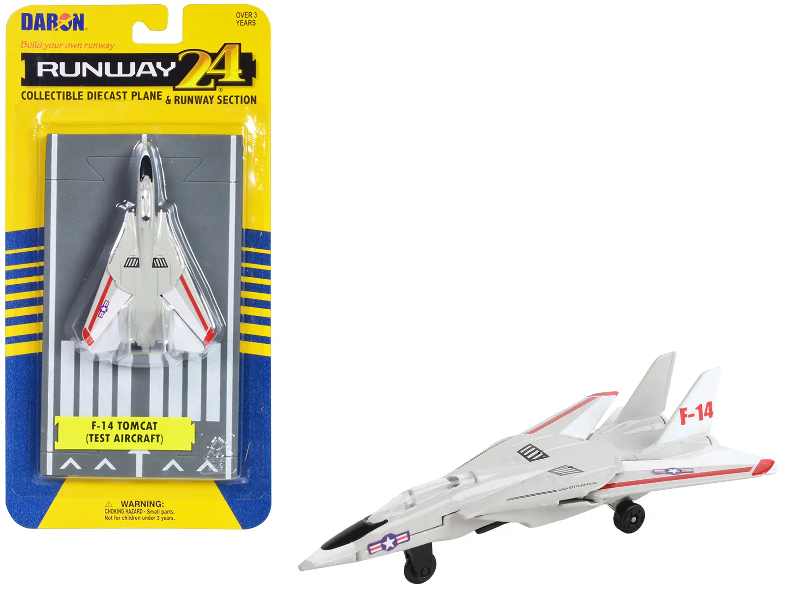 Grumman F-14 Tomcat Fighter Aircraft Gray with Red Stripes with Runway Section Diecast Model Airplane by Runway24