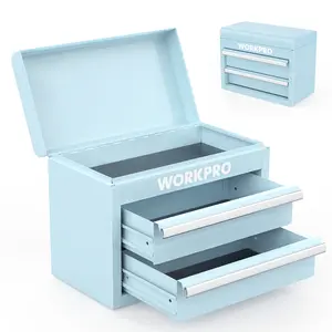 #JumpstartSale WORKPRO Mini Metal Tool Box with 2 Drawers and Top Storage, Small Tool Chest with PVC Liners and PP Feet Pads, Cold Rolled Steel Toolbox with Magnetic Tab