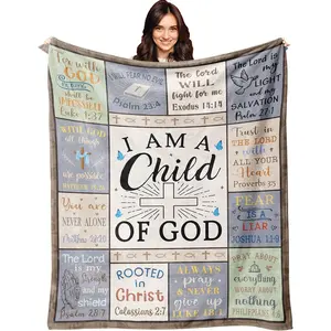 Christian Gifts for Women, Religious/Inspirational Gifts for Women, Gifts for Christians, Baptism/Confirmation/Catholic Gifts for Girls/Sister/Friend, Christian Blanket 50" X 60", Printed on One Side with a Plain White Back, Halloween Thanksgiving Christm