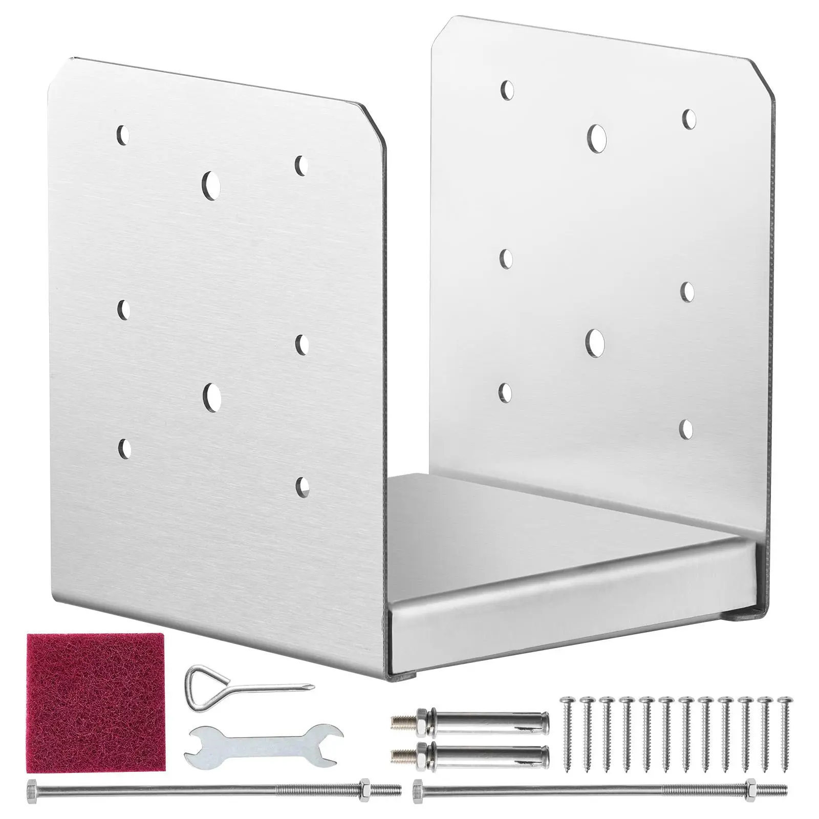 【summerfinds】VEVOR 6"x 6" Post Base, 1Pcs Stainless Steel Adjustable Post Anchor Bracket(Internal 5.9 x 5.5"), Adjustable Post Base for Pavilion Deck Porch Handrail Railing Support Decorative Anchor Plate