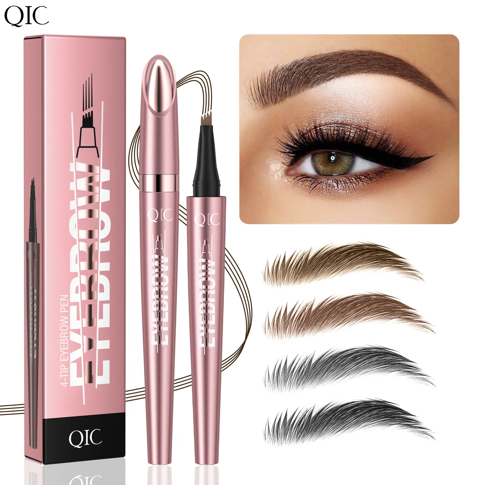 Waterproof Micro-Fork Eyebrow Pencil, Long-Lasting Brow Pen for Natural Hair-Like Strokes, Smudge-Proof Makeup Tool for Daily Use & Soft Glam