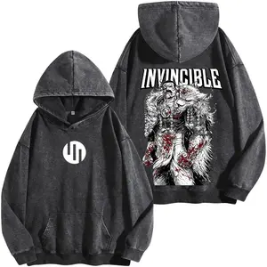 Thragg Invincible Vintage Washed Hoodie, Viltrumite Empire Blood Graphic Tee, Villain Game Style Streetwear Heavyweight Cotton Unisex Shirt, Gift for Comic Fans Menswear