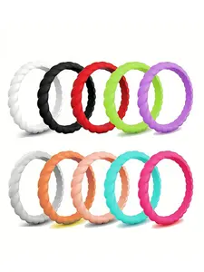 Women's Silicone Wedding Ring Set, Soft Active Sport Style Design, Low Allergy, Ideal for Cycling Travel Running Yoga