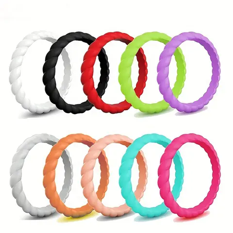 Women's Silicone Wedding Ring Set, Stackable Rings, Soft Active Sport Style Design, Low Allergy, Ideal for Cycling Travel Running Yoga, Stackable Finger Rings, Ring Stacks