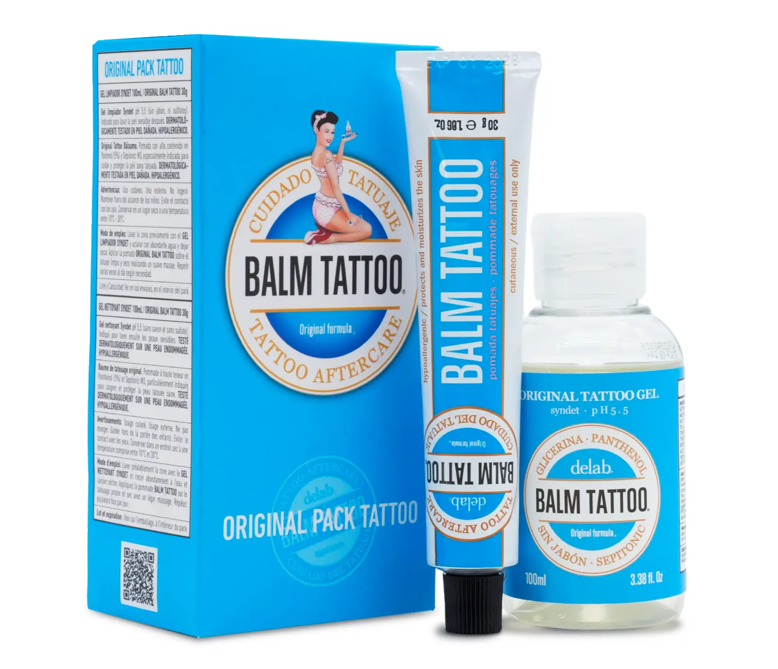 Balm Tattoo Original 2-Step Tattoo Aftercare Kit - Soap-Free Cleansing Gel (100ml), Skin Care Balm (30g) for Fresh Ink Routine