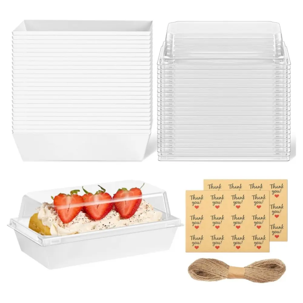50PCS White Bakery Boxes Charcuterie Boxes with Clear Lids,Cookie Boxes, Small Treat Boxes for Pastry, Sandwich, Cupcakes, Strawberries, Dessert To Go Containers