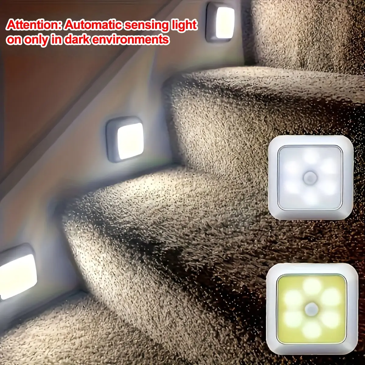 1pc LED Motion Sensor Stair Wall Light, Nightlight For Bedroom, Battery-Powered Wireless Night Light, Cordless Lamp for Under Cabinet, Hallway, Stairs, Closet, Indoor Use, ≤36V, IP44, Batteries Not Included