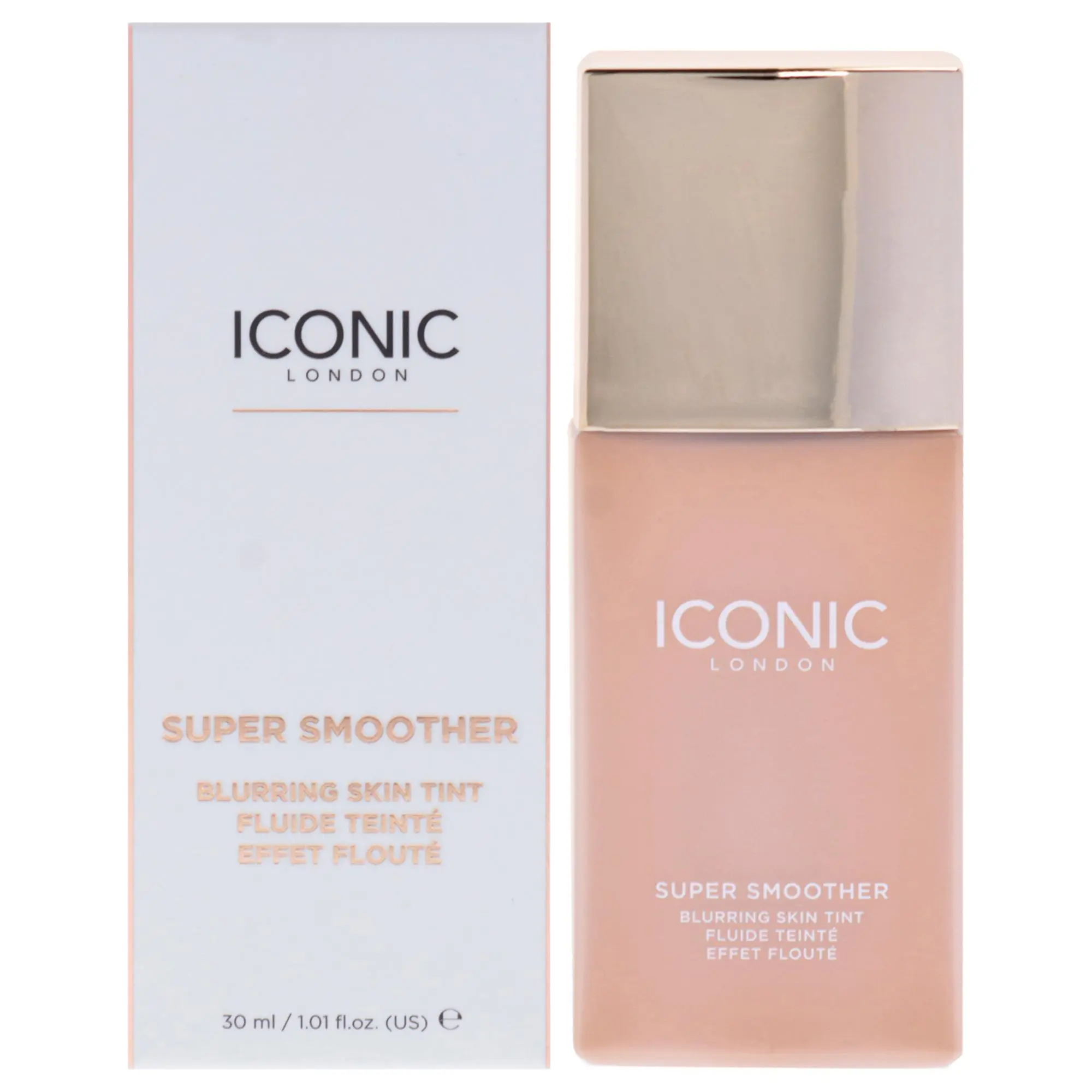 Iconic London Super Smoother Blurring Liquid Skin Tint - Warm Medium Natural Tone, 1.01 fl oz, Smooth Finish, Radiant Glow, Women's Makeup
