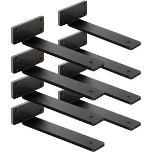 8 Pack Shelf Brackets 12 Inch Floating Shelf Bracket 1/5 inch Thick Heavy Duty Hidden Shelf Brackets Iron Metal Brackets for Shelf Support with Screw Included