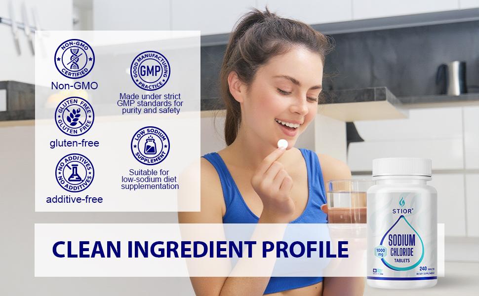 Sodium Chloride Tablets，Sodium Chloride 1 gm, Salt Pills for Pots, Electrolytes Salt, Electrolytes Replenisher Hydration Drink, 3 Packs