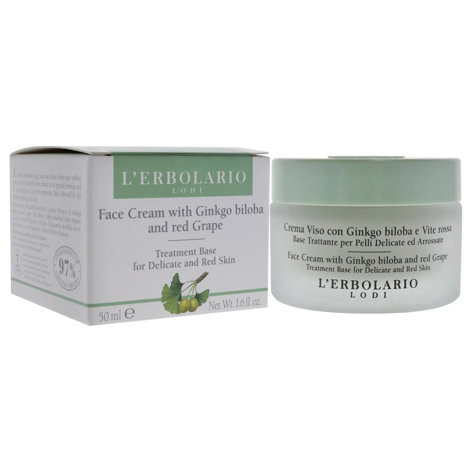 LErbolario Face Cream with Ginkgo Biloba and Red Grape For Unisex 1.6 oz Cream