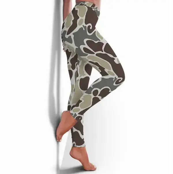 Duck Camo Women's Leggings, Yoga Pants, High Waist Hunting Tights, Women's Outdoor Fitness Outfit Performance Sport Leggings