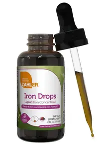 Zahler Iron Drops Liquid Iron Concentrate 18mg Gentle Non Constipating Formula 2 FL OZ Natural Berry Flavor Kosher Vegetarian US Made