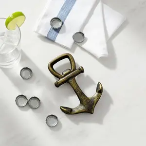 Anchor Bottle Opener, Bronze Cast Iron Nautical Kitchen Bar Tool