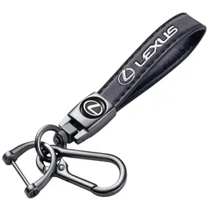 for Lexus Leather Keychain – Premium Key Fob Holder for RX, ES, NX, IS, GX, LS, UX, LX & All Lexus Models | 360° Rotating Screw-Free Metal Car Key Strap | Heavy-Duty Genuine Leather Keychain Gift for Men & Women
