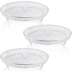 8 inch Round Stackable Air Fryer Racks 3 Pack Food-Grade Stainless Steel Universal Accessories Fit 4.2QT-5.8QT Air Fryer Oven for Kitchen Household