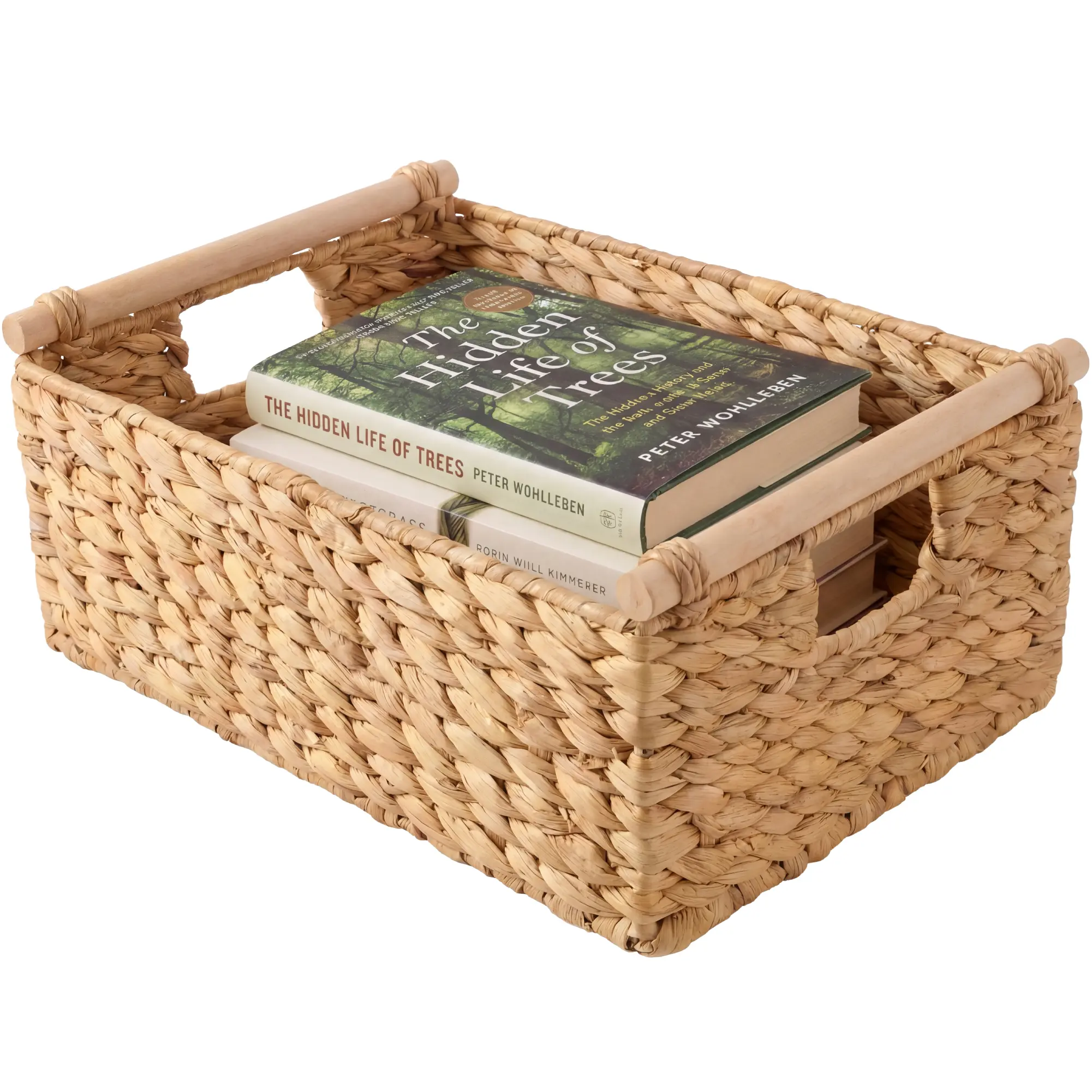 Best Choice Products Wicker Storage Basket, Shelf Basket w/ Wooden Handles, Rectangular Storage Bin
