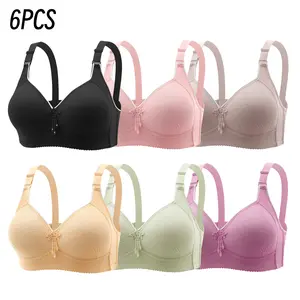 6PCS Women's Push Up Bra, Breathable Adjustable Strap Soft Comfortand Fit Adjustable Hook & Eye Lingerie Top for Daily Wear, Lingerie for All Seasons, Soft Fabric Bra
