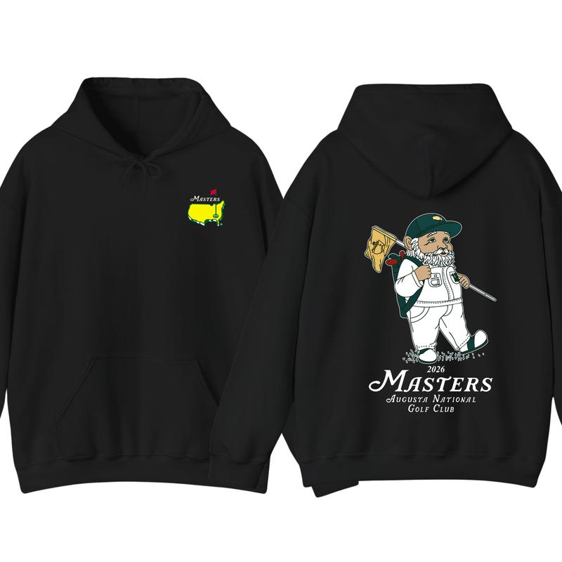 2026 Masters Golf Hoodie, Augusta National Graphic Tee with Golfer Illustration, Two-Sided Unisex Cotton Hoodie, Casual Gift for Golf Fans