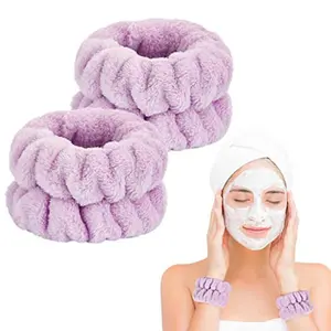 Women's Wrist Towels for Washing Face, Microfiber Spa Wash Towel Band, Absorbent Wristbands, Sweatband for Girls Prevent Water from Spilling Down Your Arms 2PCS