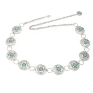 Zeida Belt-SOUTH WESTERN CIRCLE LINKED CONCHO CHAIN BELT