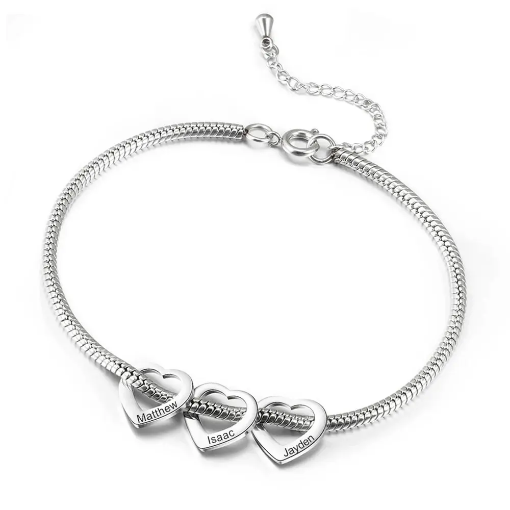 Custom Family Name Anklet Bracelet for Women – Personalized Stainless Steel Foot Chain with Heart Charm, Mom Gift Jewelry