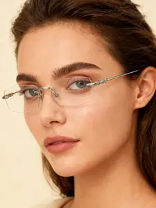 Frameless Anti Blue Light Glasses, Transparent Fashionable Unisex Eyewear, Protects Eyesight & Comfort Fit Design, Ideal for Daily Use, Eyeglasses