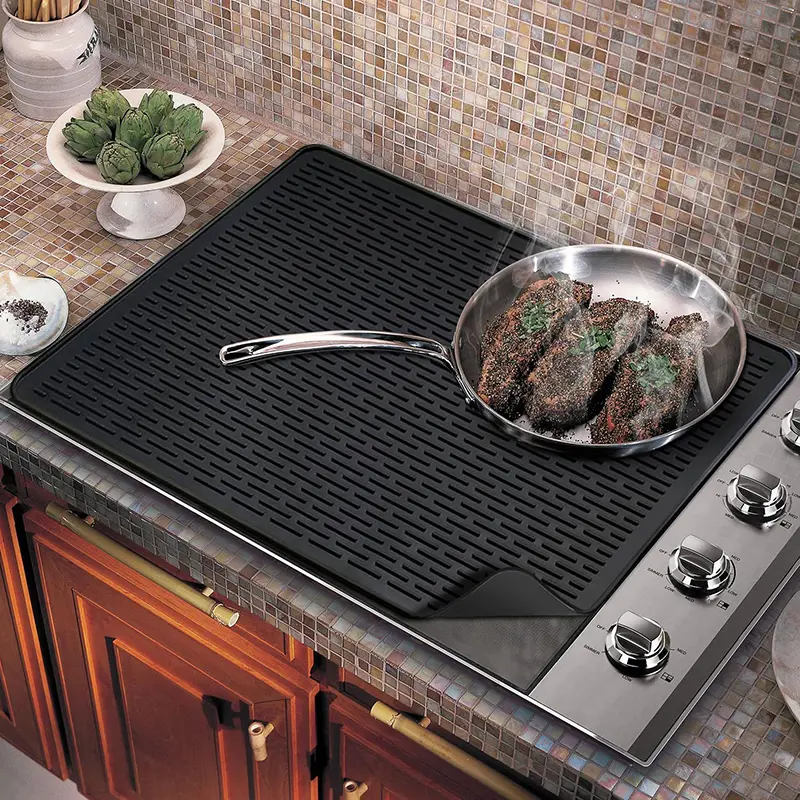 Kitchen Silicone Protector Mat Dust Proof Anti-slip Fast Drain Wear Resistant Easy To Rinse Daily Use Pad