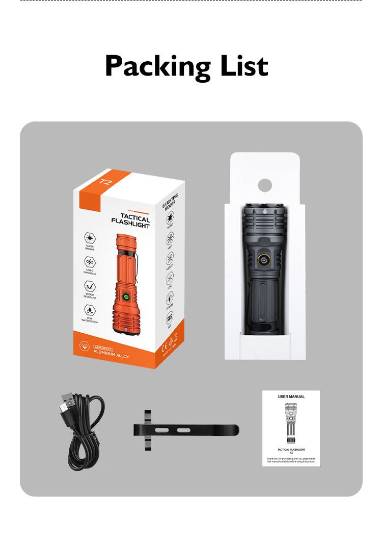 10000 Lumens 4000mAh LED Flashlight Super Bright, Ultra Bright Portable Camping Flashlight,Waterproof Flash Light for Camping,Night Outdoor Emergency Lighting