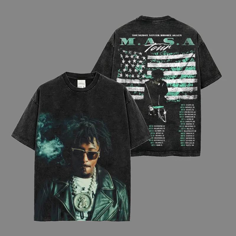 Smoke YoungBoy Never Broken Again MASA TOUR 100% Cotton Acid Wash T-Shirt, Masa Tour Shirt, Team Lil Top Shirt, 38 Baby Shirt, YB Fans T Shirt, Hiphop Merch, Streetwear Y2k Shirt Rap Fan Merch
