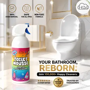 HCM Pink Peach Scent Bathroom Foam Care Spray, 360° flexible soft spray that prevents splashing, foam layer; all-day peach fragrance household bathroom surface maintainer; mild, gentle formula safe for tiles, sinks, drains, faucets, and household piping.