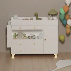 Changing Table Modern Dresser with Wide Table Top, 3Drawers, White Drawer Dresser