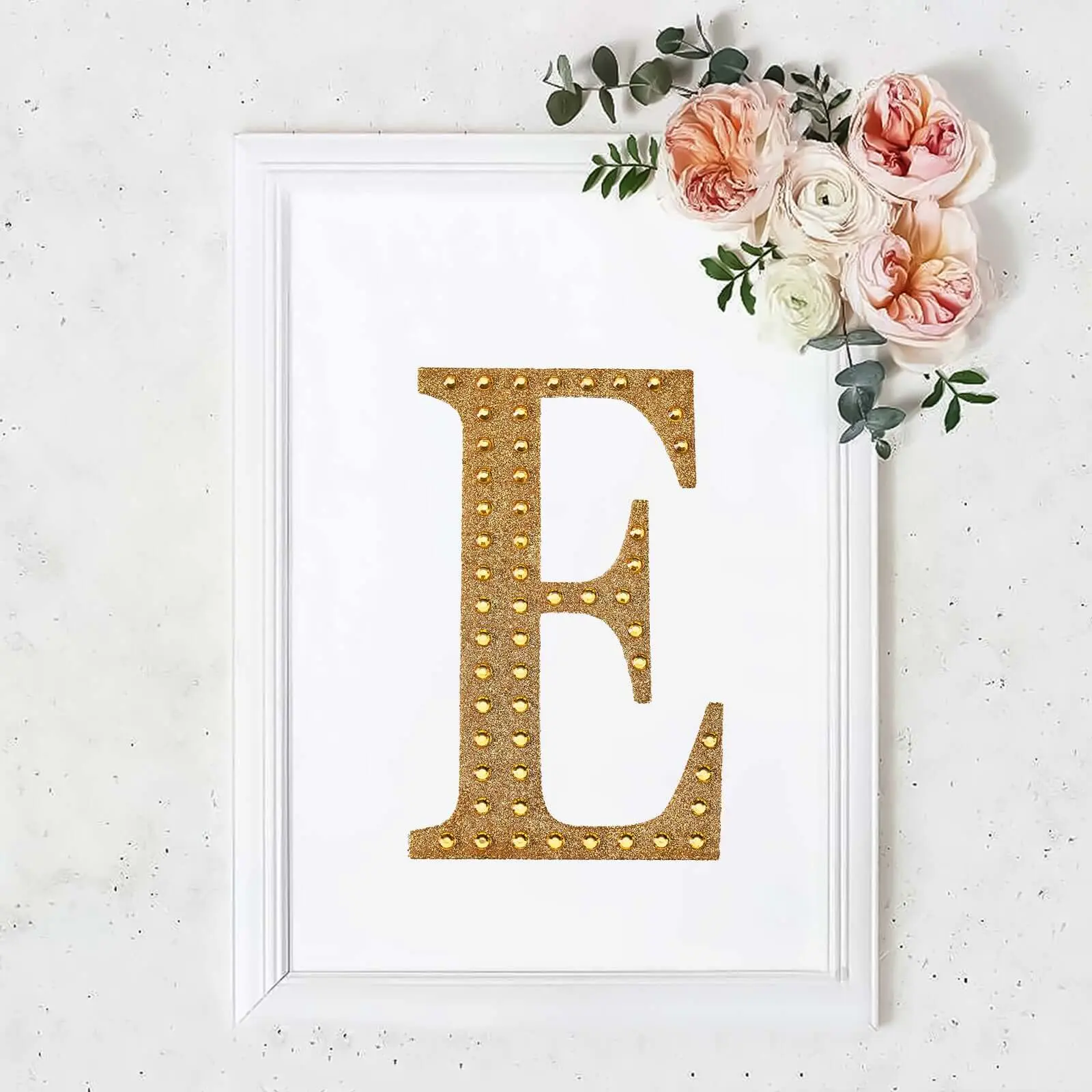 8" Gold Decorative Rhinestone Alphabet "E" Letter Stickers, Glitter Adhesive Art Stickers for DIY Craft Embellishments