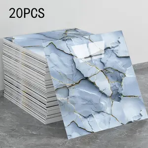 20 pieces of marble veneer and adhesive wall decoration panels, waterproof and moisture-proof bathroom wall panels, removable and adhesive tiles, polyvinyl chloride foam wall panels, suitable for kitchens, bathrooms and living rooms.