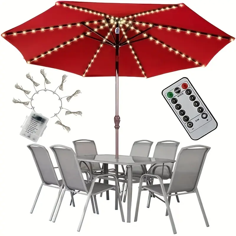 1pc Patio Umbrella Lights Cordless Outdoor Lighting with Remote Control 8 Brightness Mode LED Umbrella Patio Light Wireless Battery Operated for Patio Backyard Umbrella Outdoor Garden Decor