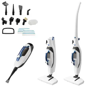 [ Flash Sale ] GLEEHILL 10-in-1 Steam Mop with Detachable Handheld Steamer for Walls, Grout, Floors, Tile & Carpet, 1550W Fast Heat, 90°/120° Swivel, 8m Cord, Chemical-Free Cleaners Multifunction