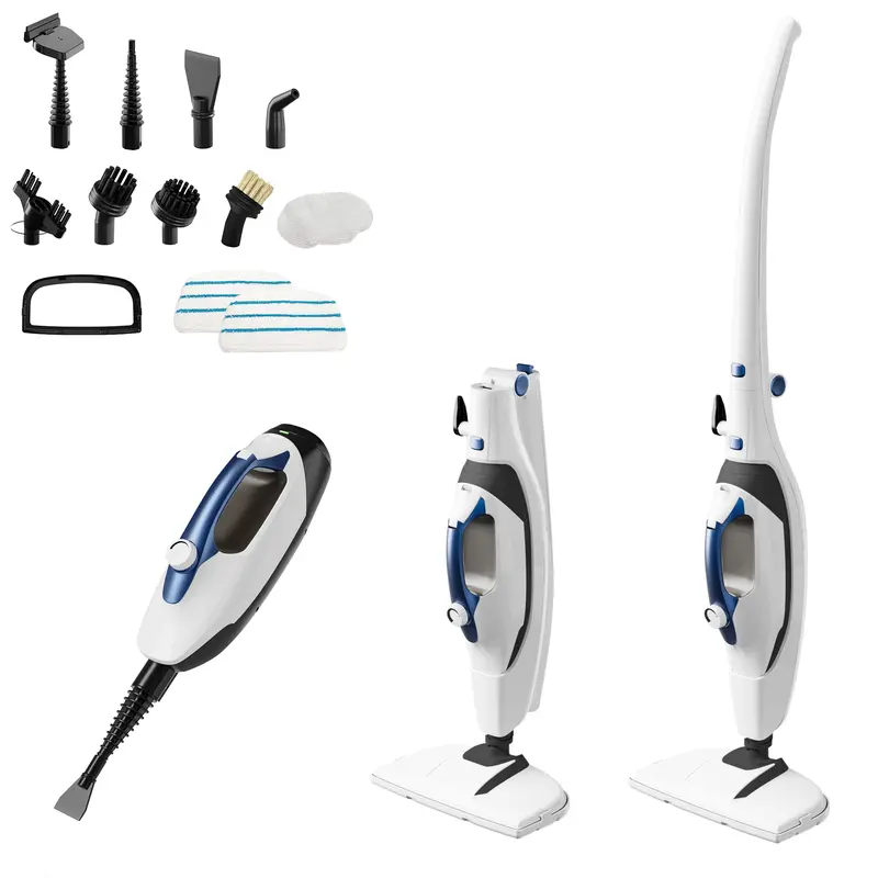 [ Flash Sale ] GLEEHILL 10-in-1 Steam Mop with Detachable Handheld Steamer for Walls, Grout, Floors, Tile & Carpet, 1550W Fast Heat, 90°/120° Swivel, 8m Cord, Chemical-Free Cleaners Multifunction
