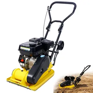 7.0HP 5500VPM MAX Gas Vibration Compactor 20x14 inch Plate Compactor with Built-in Wheel EPA Compliant Heavy Duty Industrial Tool Handle Yellow