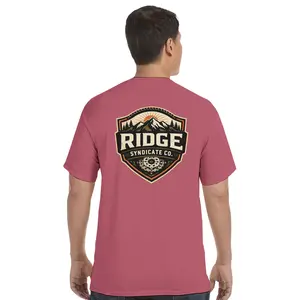 Ridge Shield Menswear Mountain Bike T-Shirt with Unique Mountain Graphic & Crank Set Design 100% US-grown Cotton Comfort Colors - Fabric