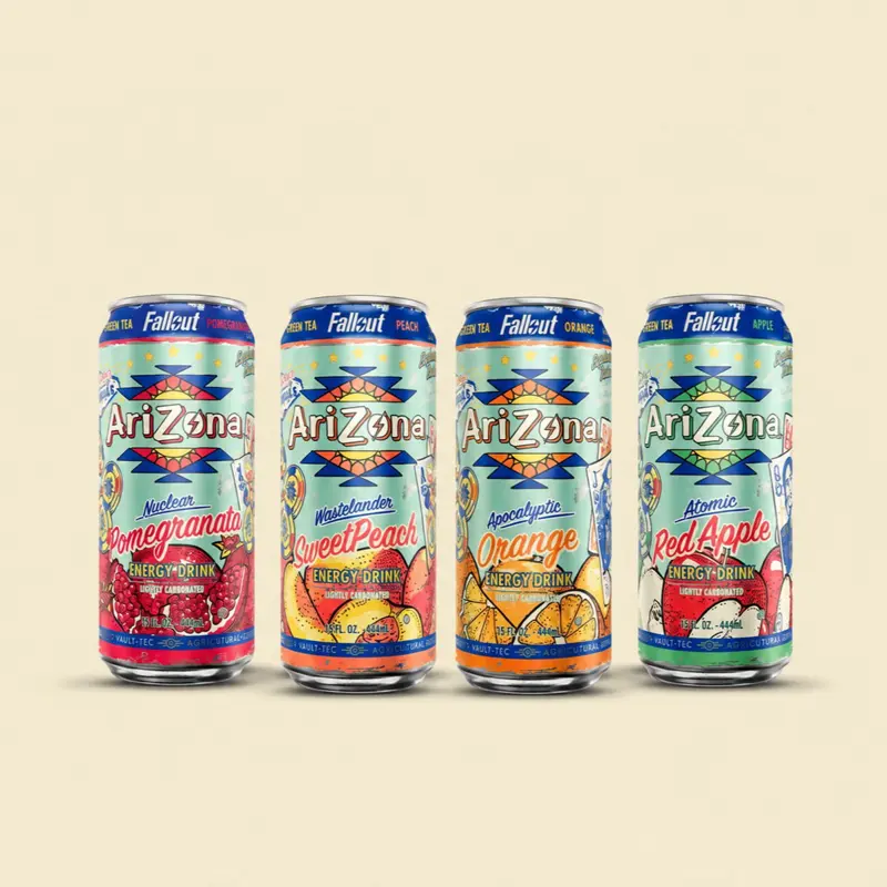 AriZona Fallout Energy Drink 12 Pack – Pomegranate, Sweet Peach, Orange & Red Apple – Single Flavor or Variety Pack