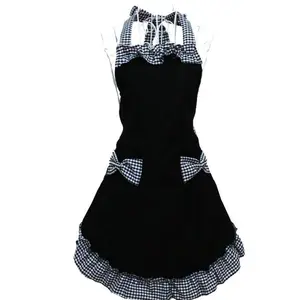 Cute Retro Aprons with Pockets for Women Girls, Vintage Kitchen Cooking Apron for Cooking, Baking, Gardening, Adjustable Strap with Waist Ties Aprons Gifts for Mom Wife Sister Grandma