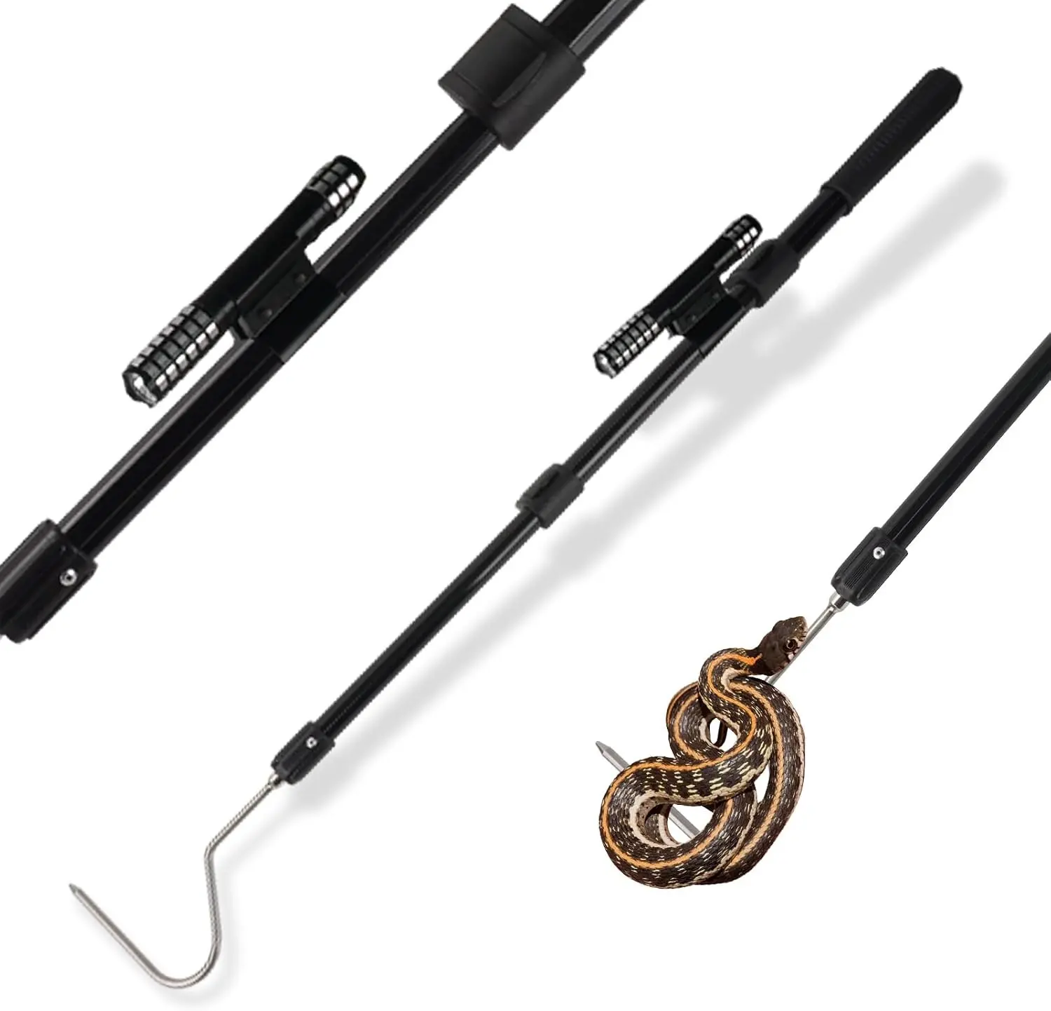 Snake Catcher Hook Stick Tongs Grabber Long Pole Handling Tool Kit for Rattlesnake Cobra Python Boas and Reptile Removal