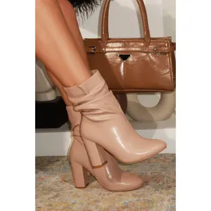 Sharon Block Heel Ankle Boot - Nude