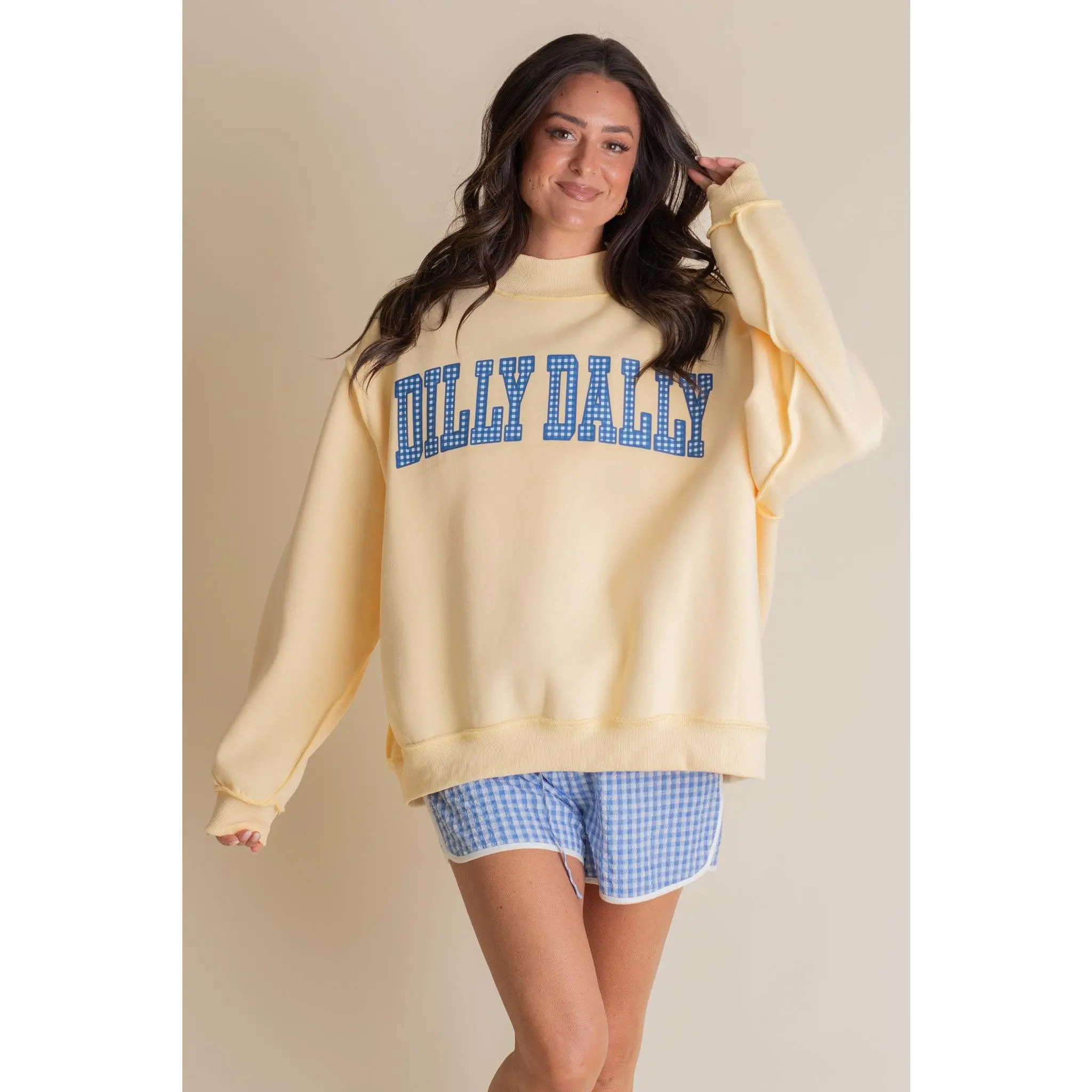 Dilly Dally Reversible Mock Neck Sweatshirt