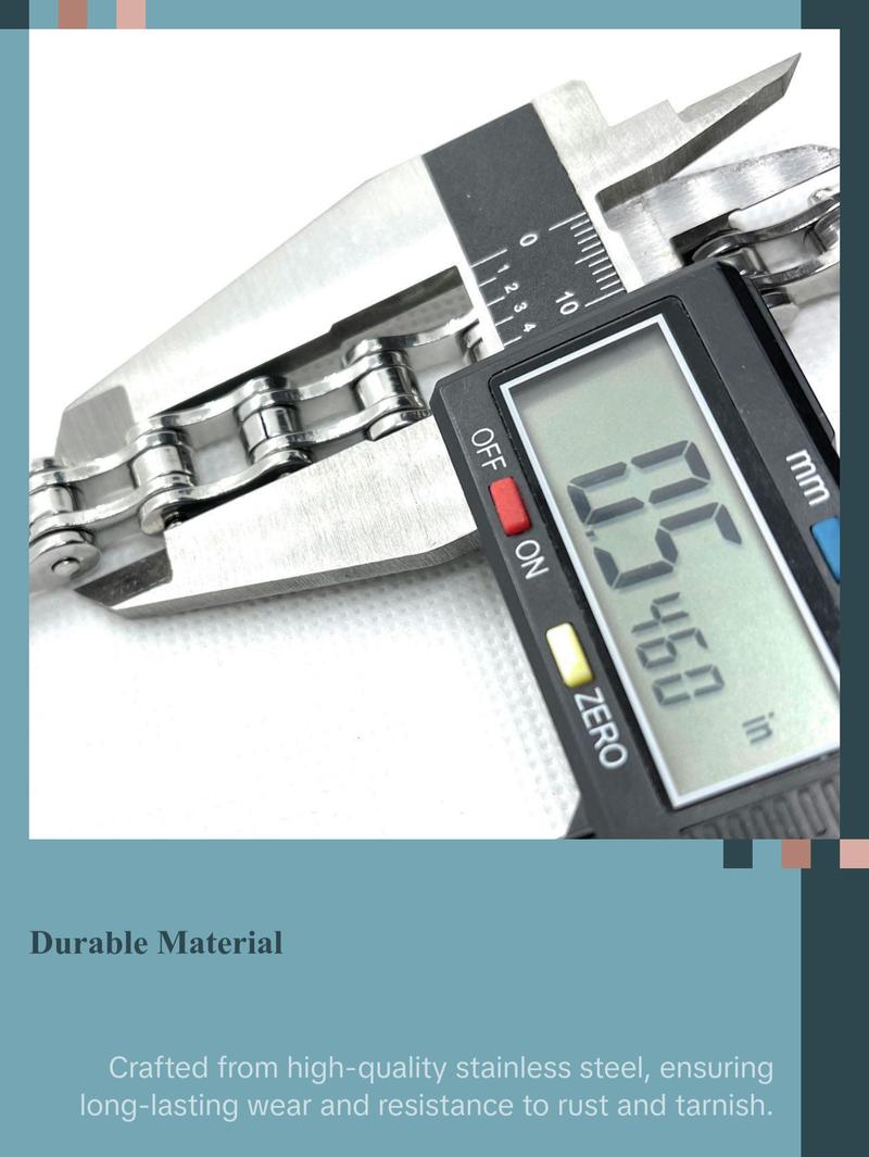 8-1/2" x 1/2" Stainless Steel Motorcycle Chain Bracelet (4 Colors)