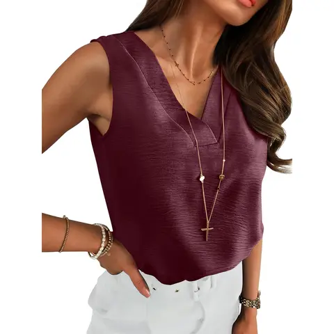 ANRABESS Tank Top for Women Dressy Casual Business Work Blouses Sleeveless V Neck Textured Tops 2026 Spring Summer Outfits