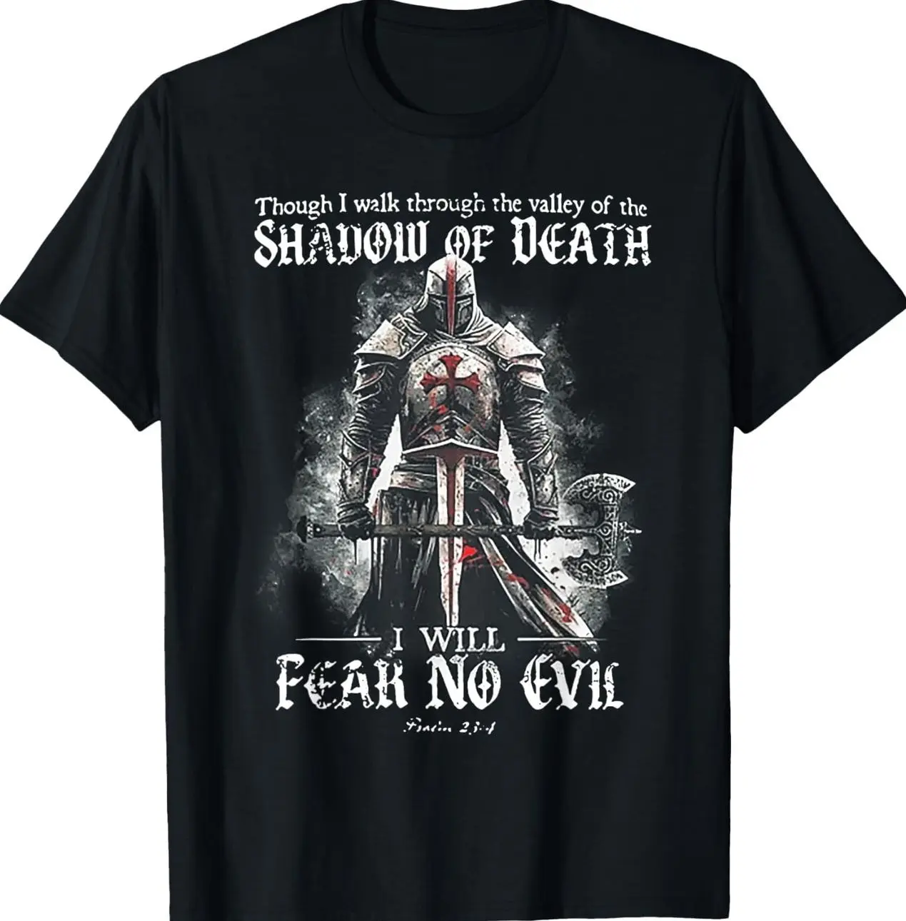 Men's Casual Short-Sleeve "Though I Walk Through The Valley of The Shadow of Death" T-Shirt, Menswear Top