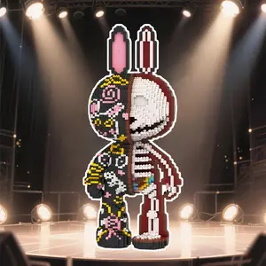 6518pcs Skull Rabbit Animal 3D Puzzle Building Block Animal Shape Puzzle Creative Decoration, Birthday Halloween Valentine Christmas Gift, Desk Ornament
