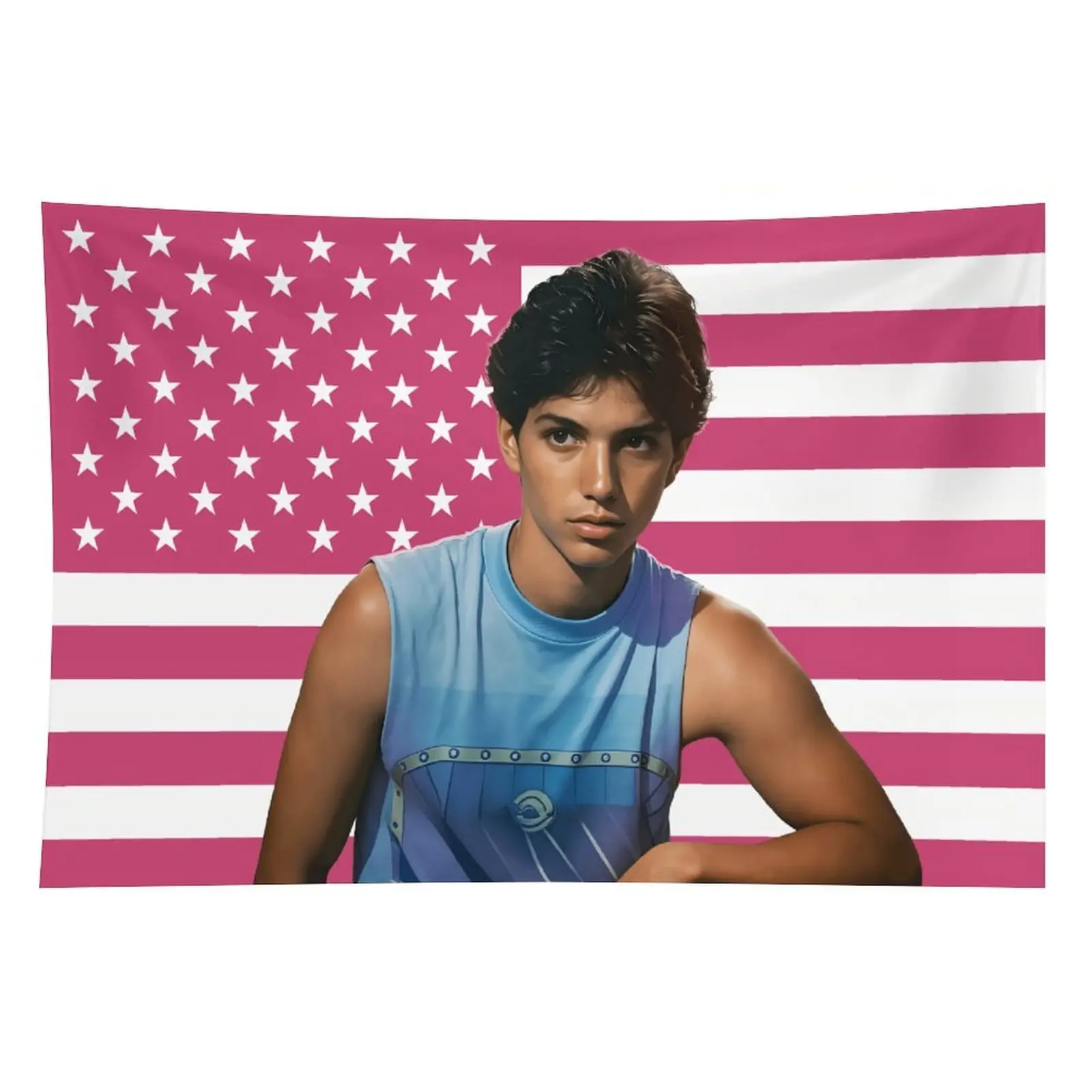 Funny Ralph Macchio American Flag Polyester Tapestry Banner - Y2K Home Decoration, Bedroom Decor, Versatile Living Room Gift